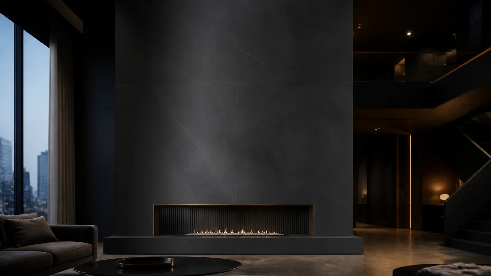 Large-Format Sintered Stone: Surfaces and Applications 2 Large format sintered stone TV feature wall