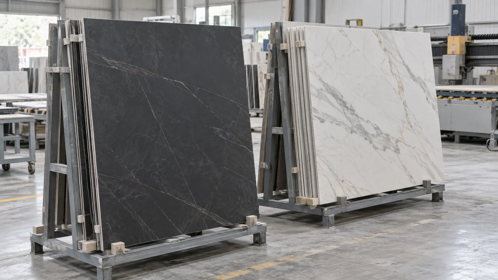 Large-Format Sintered Stone: Surfaces and Applications 8 Sintered stone panels in workshop