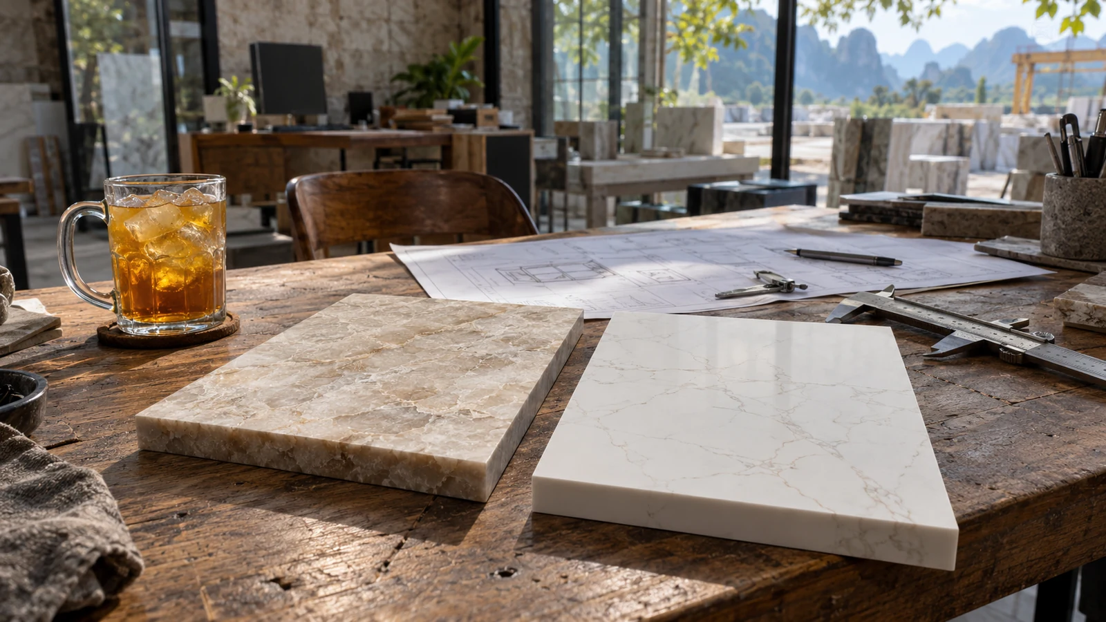 Kho Đá Hoa Cương, Marble & Đá Ốp Lát Tại TPHCM 7 Ảnh minh hoạ: Đá thạch anh tự nhiên (Quartzite) & Đá thạch anh nhân tạo cao cấp – NHÂN BẢN STONE