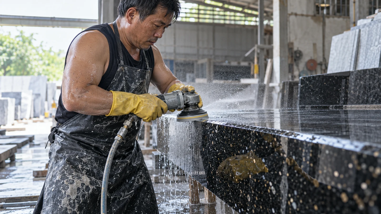 Kho Đá Hoa Cương, Marble & Đá Ốp Lát Tại TPHCM 10 Ảnh minh hoạ: Bề mặt bóng kính (Polished): Khai mở độ sâu tinh thể đá – NHÂN BẢN STONE