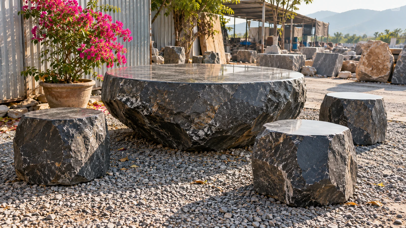 Kho Đá Hoa Cương, Marble & Đá Ốp Lát Tại TPHCM 15 Ảnh minh hoạ: Chế tác mặt bàn đá granite, bàn ăn đá cẩm thạch & Bộ bàn ghế đá tự nhiên – NHÂN BẢN STONE